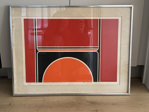 Mid Century Modern Art Fran Deballas Wood Cut Art Geometric Composition - Picture 5 of 9