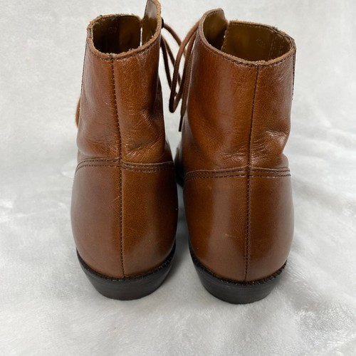Etienne Aigner Brown Leather Ankle Boots Womens 7.5 Lace Up Combat Booties-flaw - Picture 6 of 17