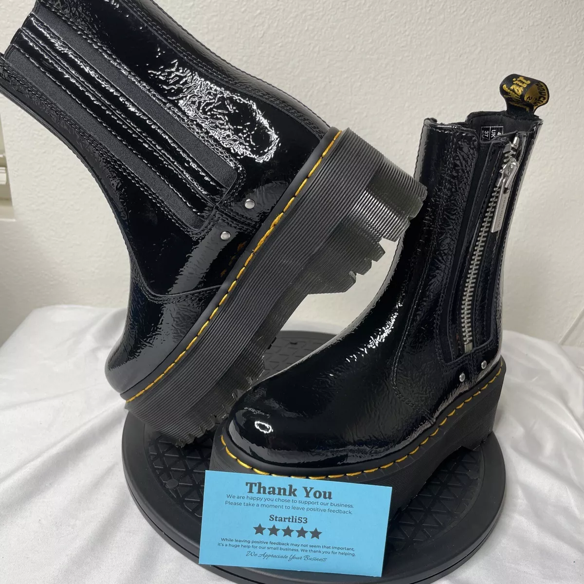 Dr. martens junior 2976 patent chelsea boot black top