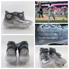 Stone Garrett Game Worn 2023 Used Nike Off-White Cleats Washington Nationals #36