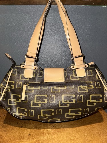 Guess Monogram Y2K 2000’s Vintage Shoulder Handbag Handtasche Braun Kunstleder - Bild 5 von 12