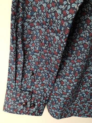 BUGATTI Men's Shirt Long Sleeve Navy Leaf Print Size XL RRP £85. SOLD OUT - Picture 12 of 18