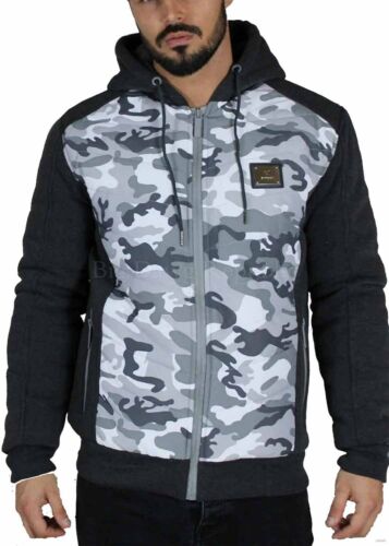 D-Rock Herren Designer Vlies Pelzfutter Kapuze Winter Tarnfarbe Jacke, Bomber - Afbeelding 1 van 6