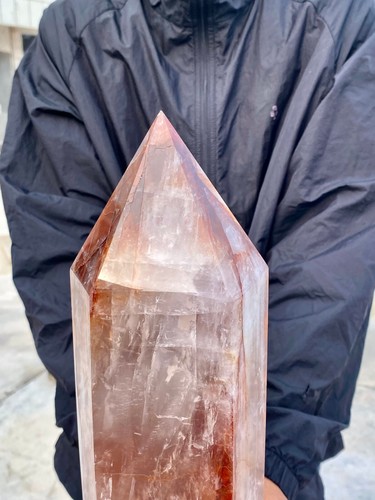 32.6LB Natural Sunstone Red Glue Flower Tower Quartz Obelisk Crystal Wand Point - 第 11/11 張圖片