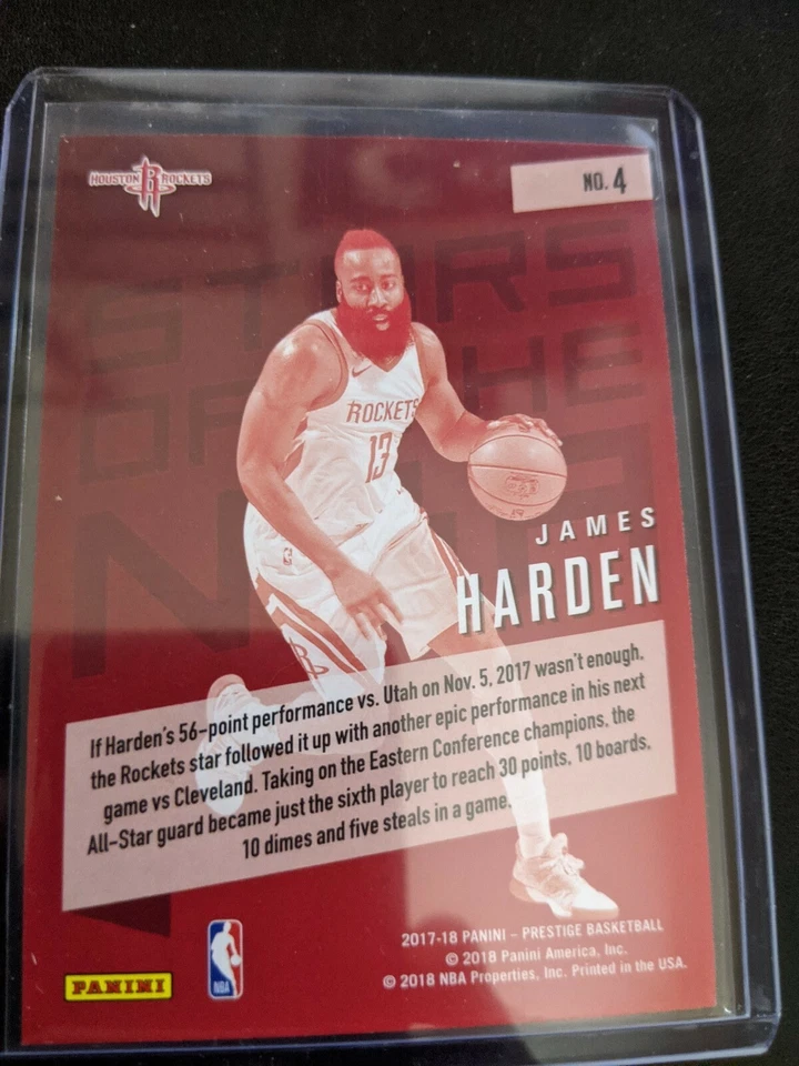2017-18 Panini Prestige Stars of the NBA #4 James Harden Card Houston Rockets - Image 2 of 2
