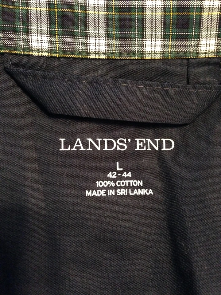 Lands End Para Hombres Azul Cuadros Manga Larga Botón Pijama Top PJ Camisa Talla L 42-44 NUEVO Foto 3 de 4