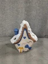 Vintage Ceramic Christmas Tea Light House With Candy Canes & Gifts Votive Holder