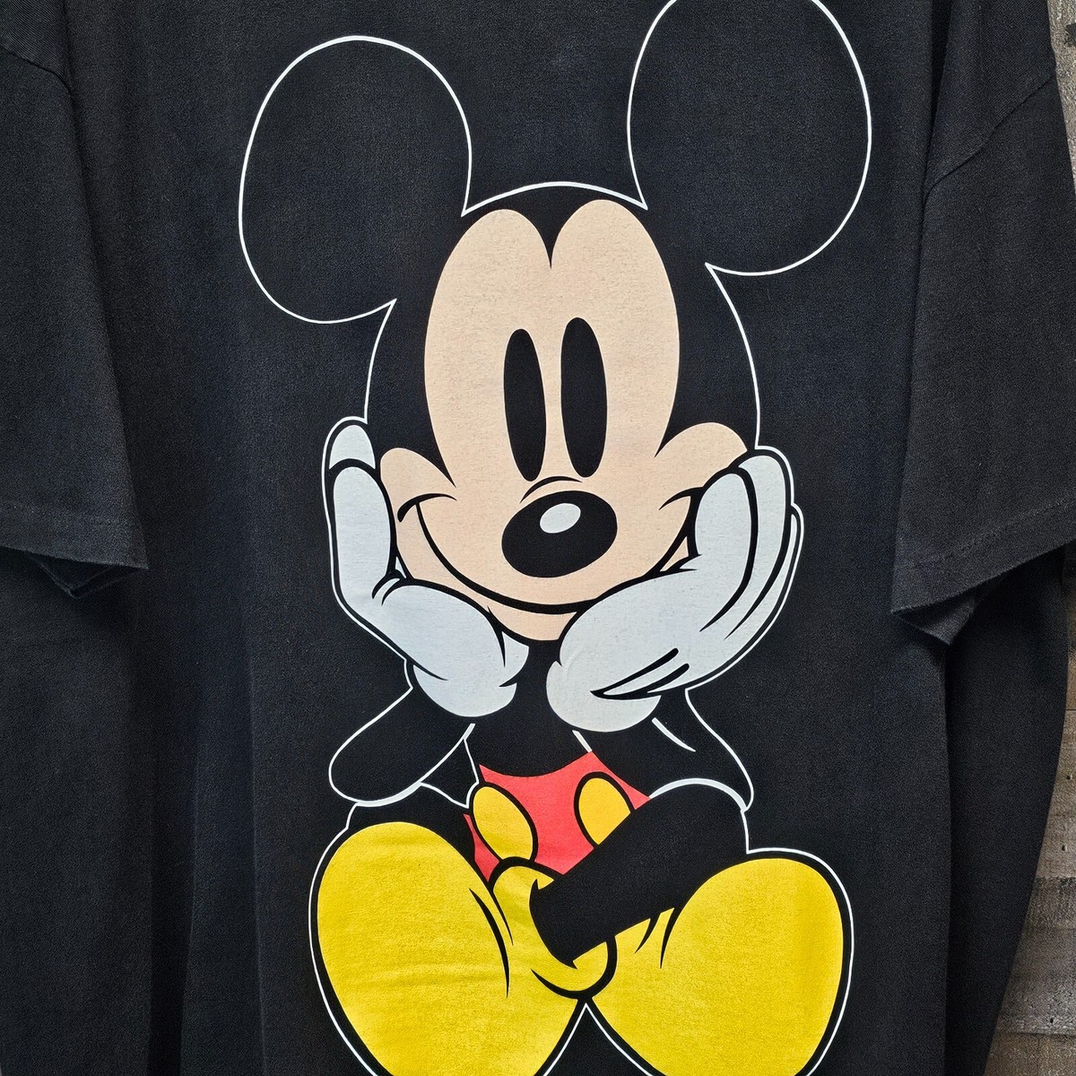 トップス 90s Disney vintage Harley Mickey faded T 90's Disney Vintage Mickey Mouse Faded Black Single Stitch