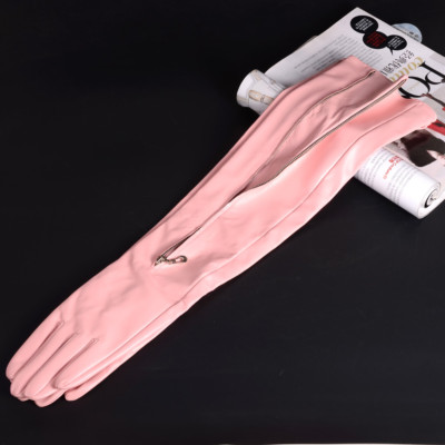 70cm Women's Real Leather Invisible Zipper Overlength Party Evening Long gloves