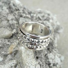 Solid 925 Sterling Silver Handmade Spinner Mediation Ring Gift For Christmas