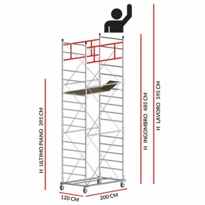 Trabattello SCEDIL FAST In Acciaio Zincato - Altezza Lavoro 4,85 M, 4 Piastre Filettate, Pontaggio Carrabile - Foto 8
