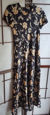 RAFAELLA Black/Multi-Color Floral Silk Dress. Sz 4. Fully Lined.