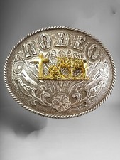 Praying Cowboy Western Style Belt Buckle Hebilla Vaquero Orando en Cruz.