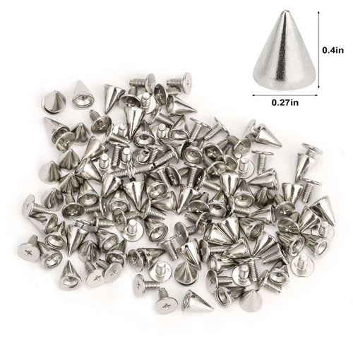 100x Punk Cone Metal Spikes Rivets Studs Screw Back for Clothing Jacket Leather