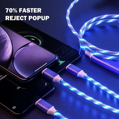 Wholesale 3 in 1 LED Light Charging USB Type C Charger Cable For iPhone Android  - Picture 11 of 25