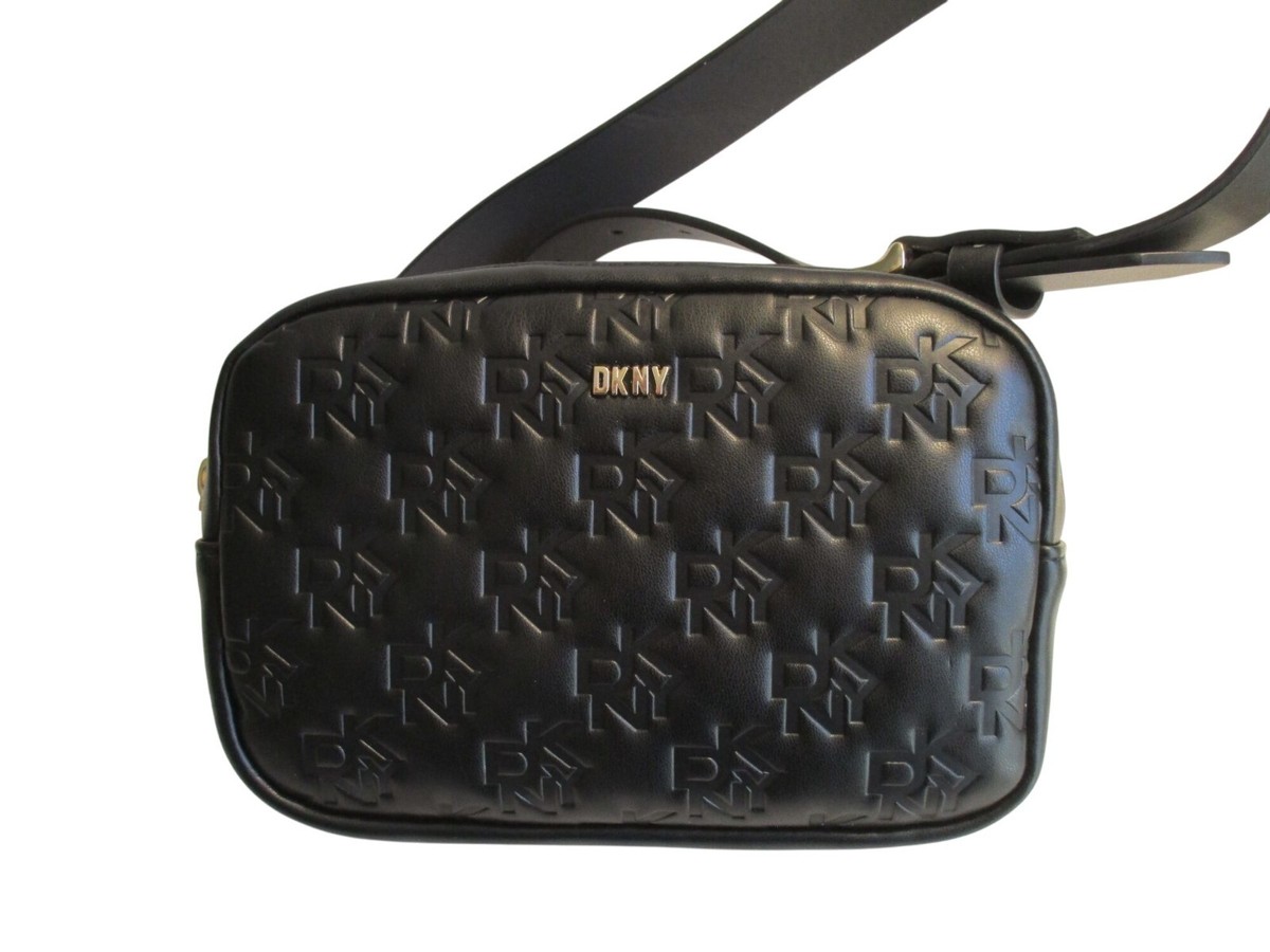 DKNY Black Poly Logo Embossed Waist Pack Belt Bag Fanny Pack 