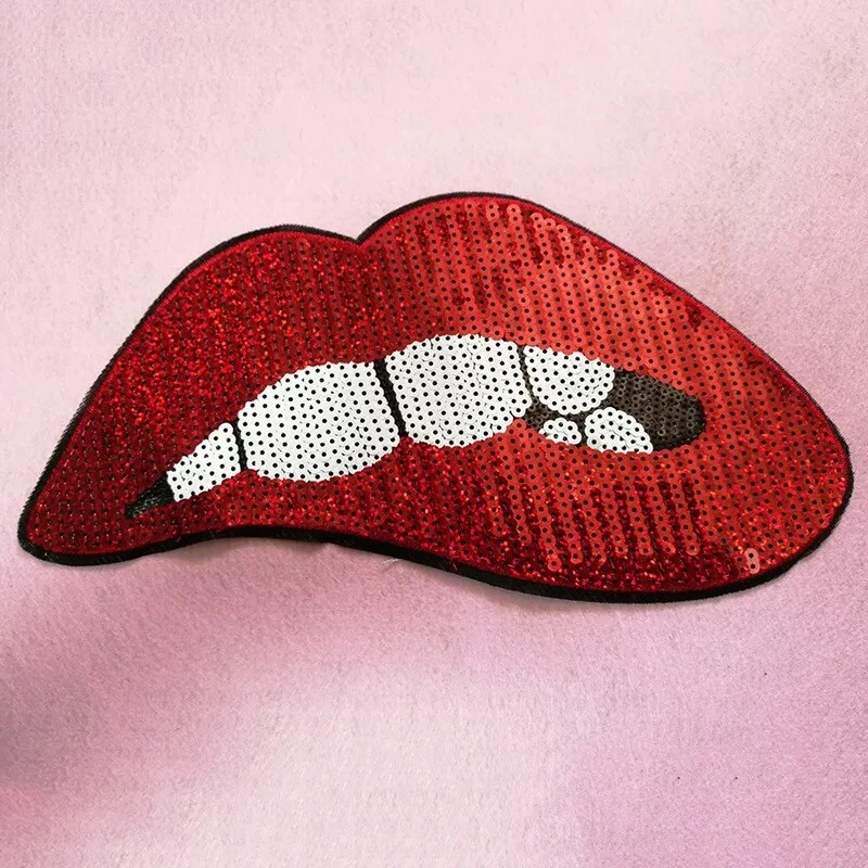 43 Pcs Sequins Embroidery Lips Patches Lot - Image 3 of 4