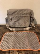 JuJuBe Diaper Bag Beige With Orange Unisex Messenger Strap Ju Ju Be Magnetic
