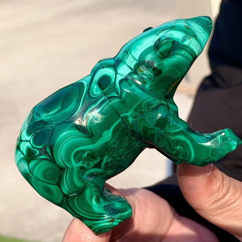 257G Natural Gloss Peacock Crystal Hand Carved Mineral Rhinoceros Sample - 第 1/24 張圖片