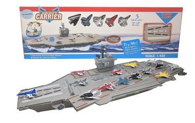 30 Inch Aircraft Carrier with Sound Effects and Light Up Runway (14 Fighter J...