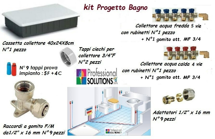 KIT FAI DA TE PROGETTO IMPIANTO BAGNO VASCA RACCORDI STRINGERE MULTISTRATO 16mm