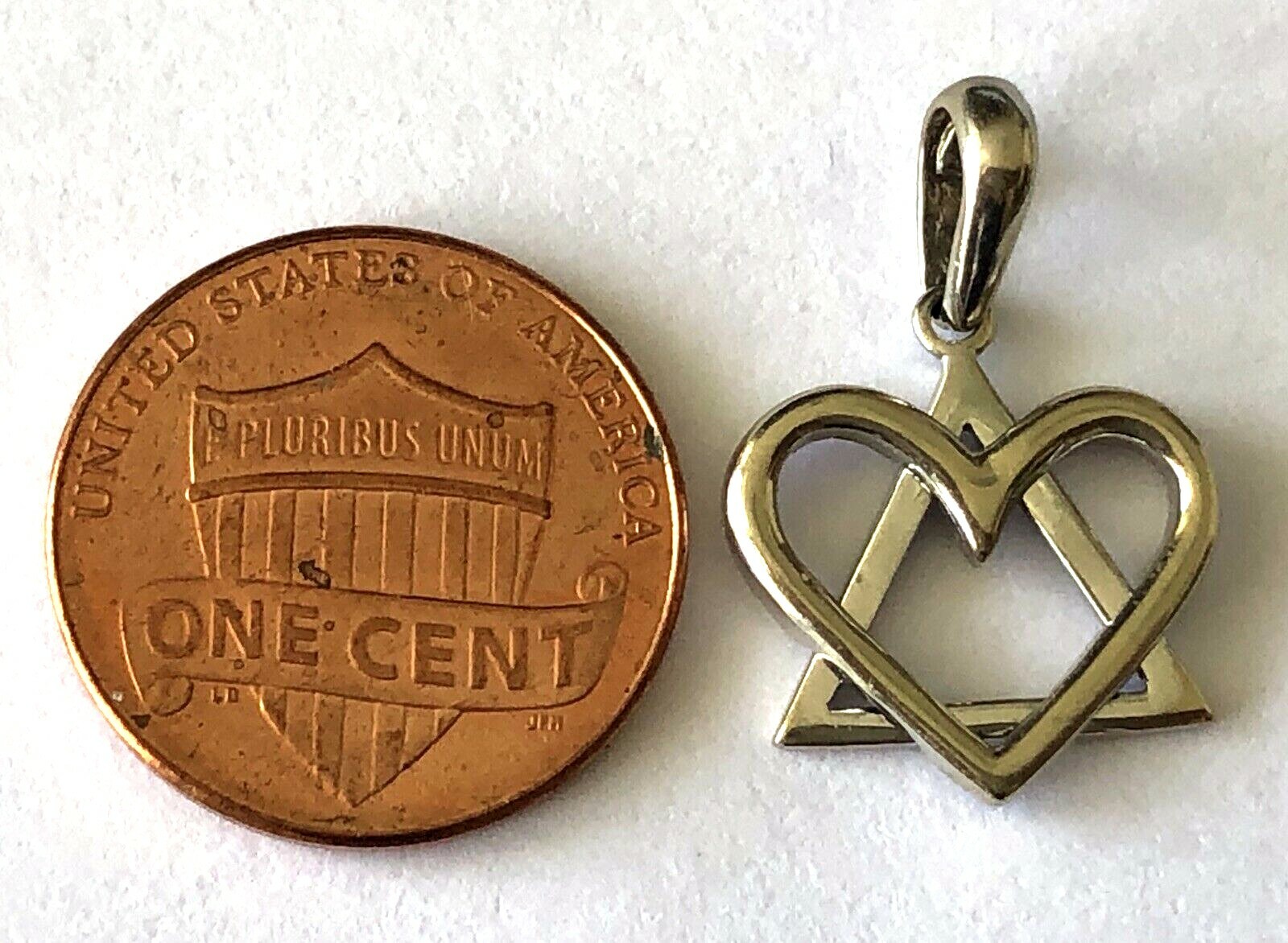 14KT Solid Gold Heart Triangular Charm PENDANT - image 1