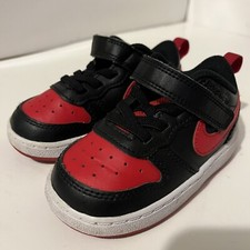 Nike Toddler Baby Shoes Court Borough Low 2 Black Red Shoes Size 6C
