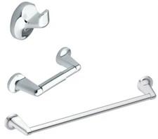 MOEN Aspen Chrome Bathroom Lot  3 Towel Bar, Robe Hook, Toilet Paper Holder