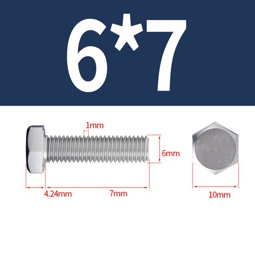 M6 A2 STAINLESS STEEL HEX HEAD SET SCREWS FULLY THREADED HEXAGON BOLTS DIN933 - Picture 6 of 24