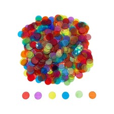 JUNWRROW 500 Pieces 3/4 inch Transparent 6 Color Bingo inch, 6 Colors 500
