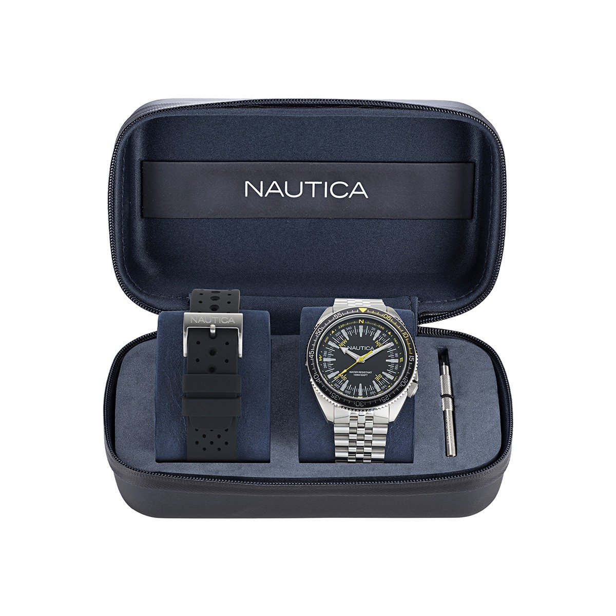 Nautica NAPNVF303 Vintage Black Dial 44 mm Men's Watch for sale