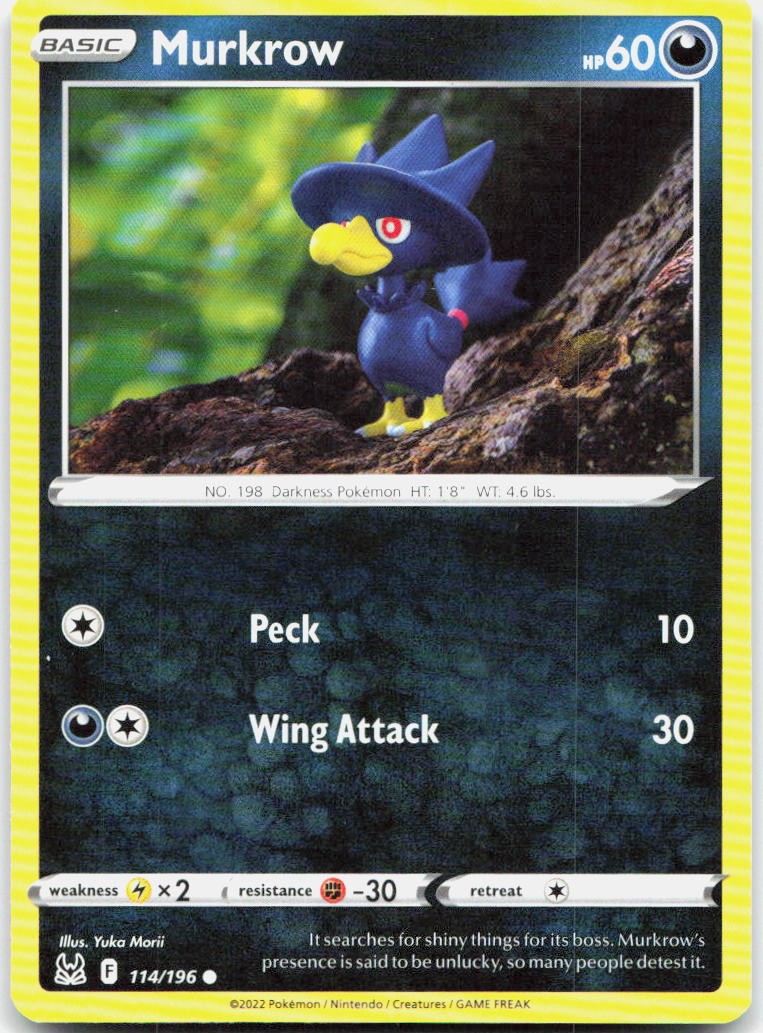 Murkrow 114/196 Common Lost Origin Pokemon Near Mint
