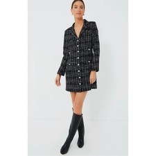 Tuckernuck Pomander Place NEW Black Tweed Stacie Dress Preppy Retro Blazer Sz L