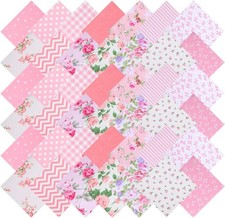 42Pcs Pink Charm Packs for Quilting, 100 Cotton Fabric Squares 5 x 5Inch Pre-Cu