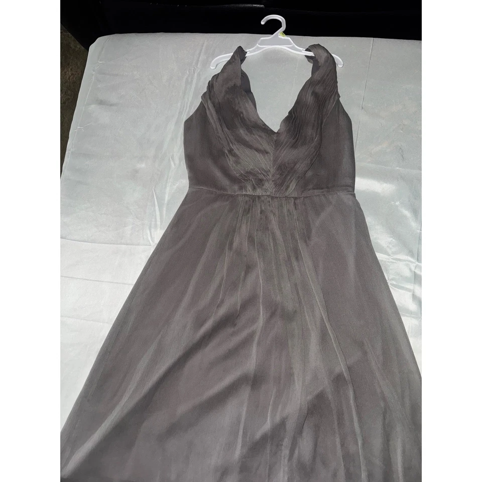 J. Экипаж шелк серый 6 V шеи плиссированные шифона подружки невесты официальное платье коктейль - Изображение 3 из 4