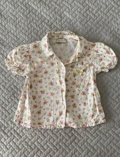 D&rsquo;arcy Brown floral puff sleeve collared shirt girls size 18-24 months