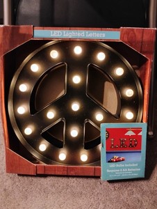 Peace Sign Wall Light Decor~ LED Light Up * Brand New! ~ 12" Diameter!