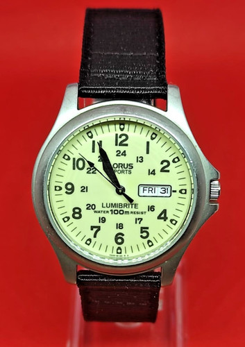 LORUS LUMBRITE MILTARY WATCH VX33-X068 24H DIAL NEW BLACK STRAPS & GLASS-RENATA