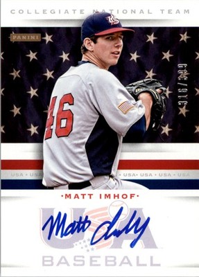2013 USA Baseball Collegiate National Team Signatures #14 Matt Imhof Auto /399