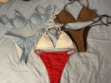 Women  s Solid Multicolor Bikini Mixed Lot Triangle Tops  Bottoms M Size