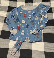Little Sleepies Blue Robot Party Pajama Set 3T
