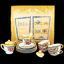 1950s Merit Japan Child  s Tea Set Sears Box Dainty Pastel 14 Pc Vintage