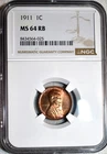 NGC MS-64 RB 1911-P Lincoln Cent, Cartwheeling, Nearly Full-Red specimen.