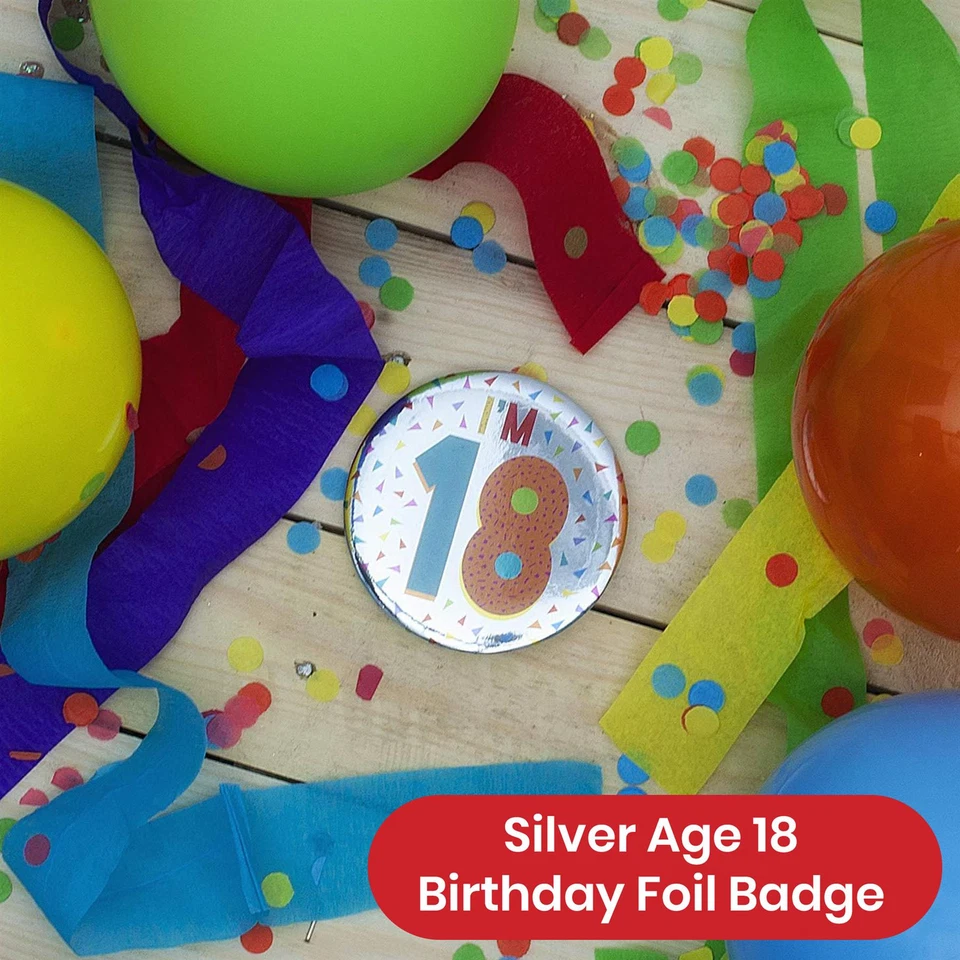 Silver 18th Birthday Badge 8.5cm Age Birthday Badge for Party Celebrations — 第 2/4 张图片