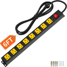 8 Outlet Long Power Strip, 2100J Surge Protector Heavy Duty 6FT Cord Wide Spaced