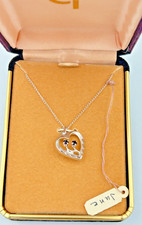 Heart Shaped June Two Birthstone Pendant Silver Tone 16" Chain Necklace in Box