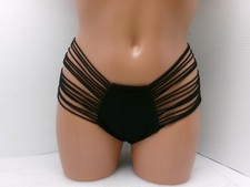 Sauvage LUXE Black Strappy Side Detail Full Coverage Bottoms Lg #1596L