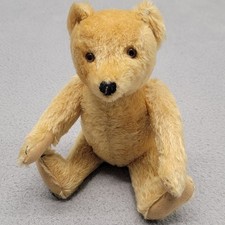 Vintage 50s Steiff Teddy Bear Blonde Mohair 13" Jointed Plush Animal Ear Button