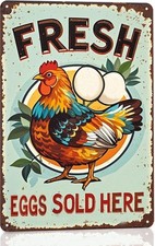 Chicken Coop Metal Sign Funny Farmers Market Decor Fresh Eggs For Sale Farm Sign