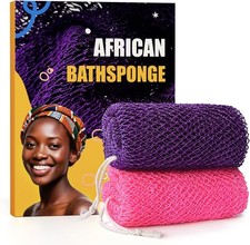 2 Pieces African Net Sponge Authentic, Durable Back Scrubber Washcloth for Showe
